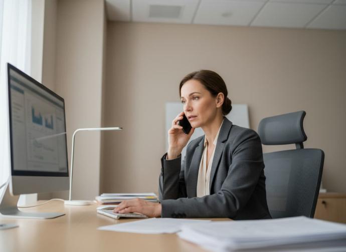 Asesor de tutorLOPD atendiendo una consulta urgente por teléfono para gestionar una incidencia de datos